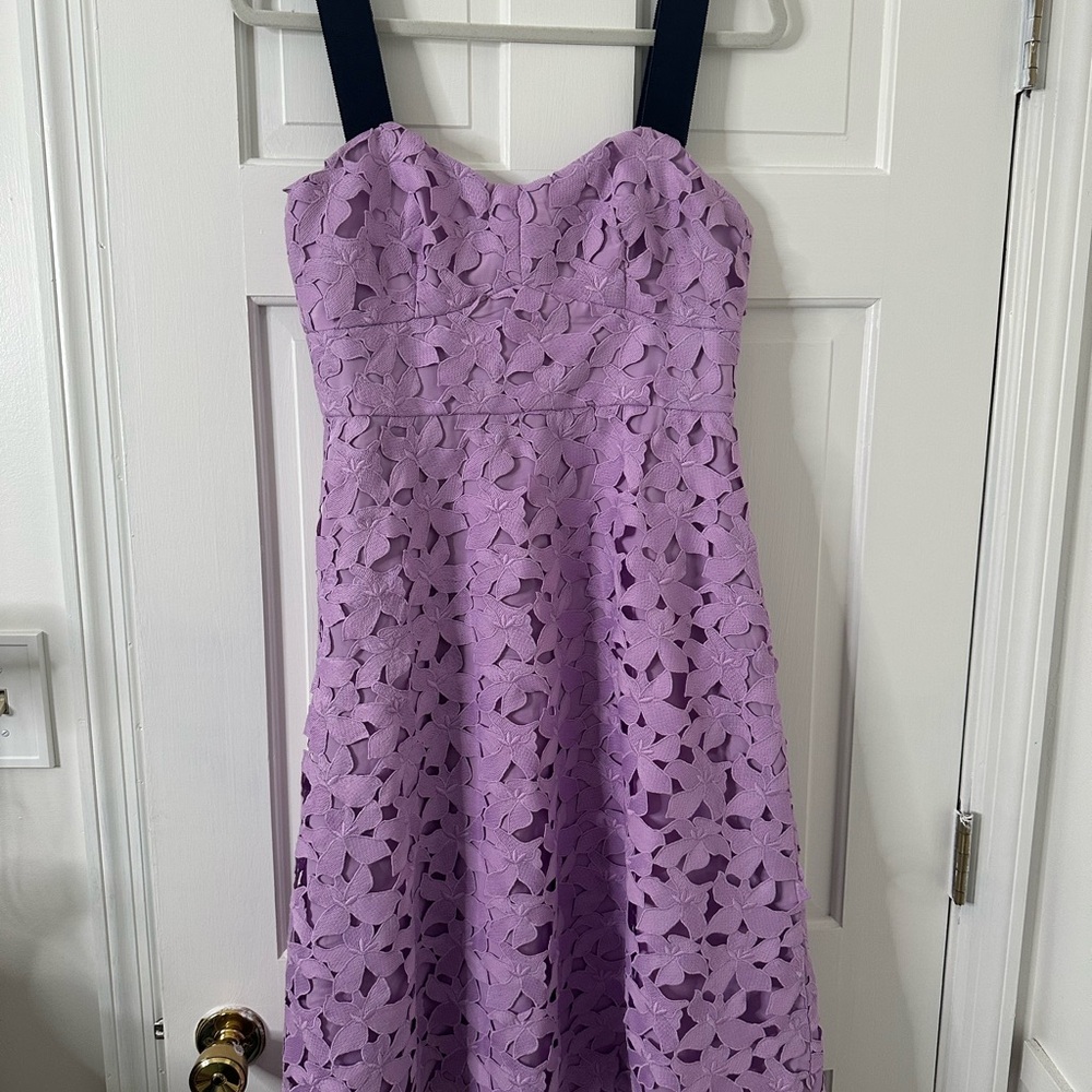J. Crew Lavender Cocktail Dress with Navy Straps